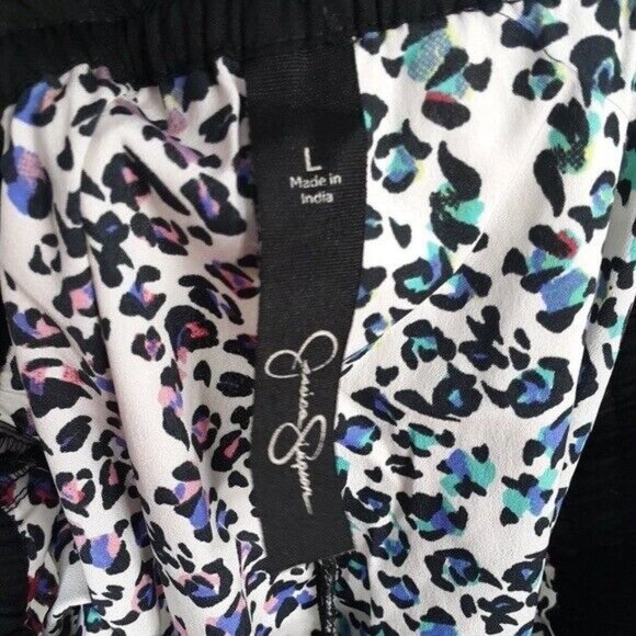 2/$15 Jessica Simpson Animal Print Joggers Multicolor Large Drawstring Pants - Picture 5 of 6